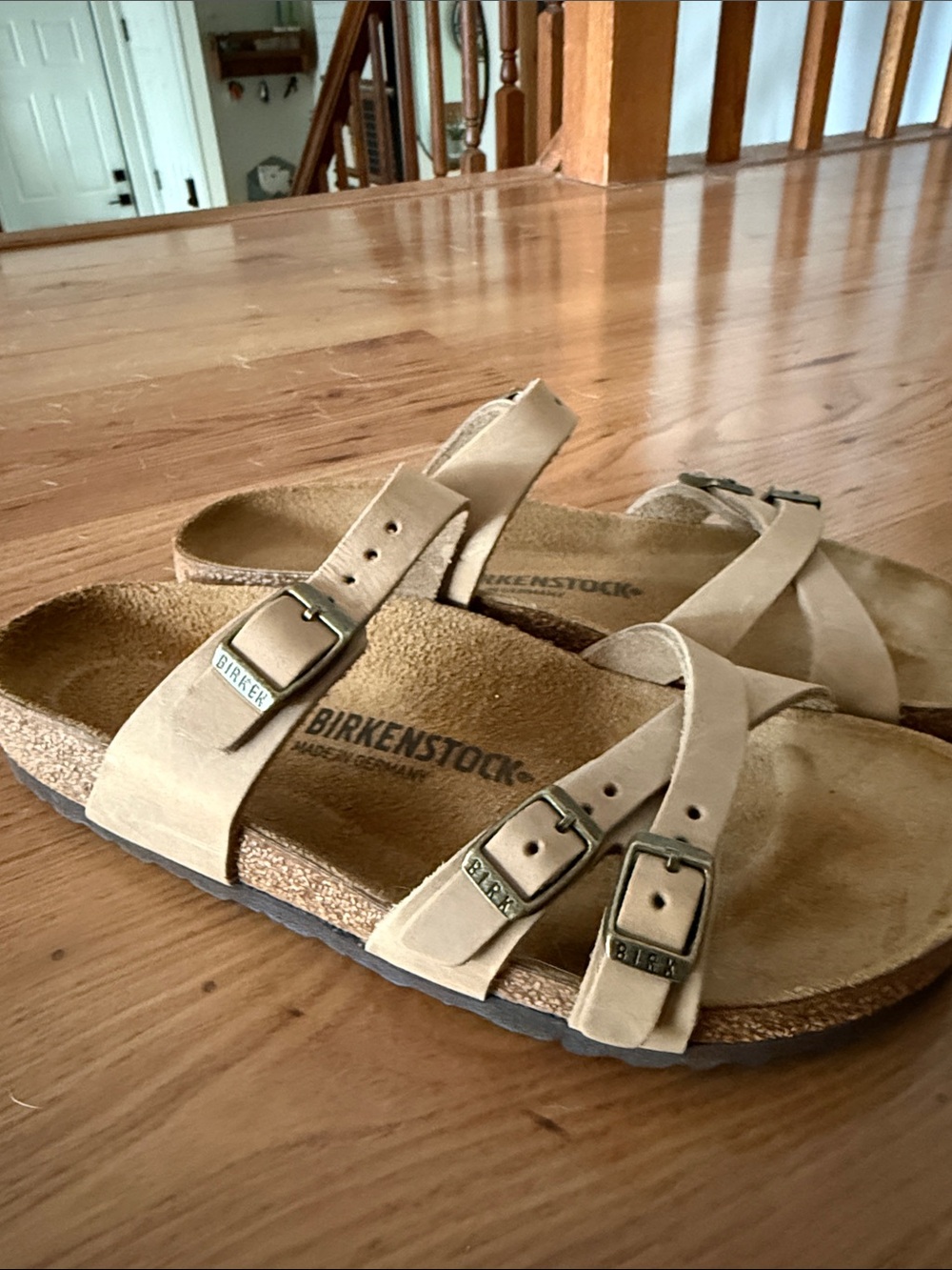 Birkenstock Women's Tan Suede Triple-Buckle Sandals - Picture 2 of 3